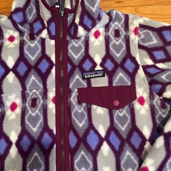 Patagonia Women’s S Snap T FZ Hooded Jacket‎ Pine Patch Lupine Purple Burgundy - Picture 2 of 4